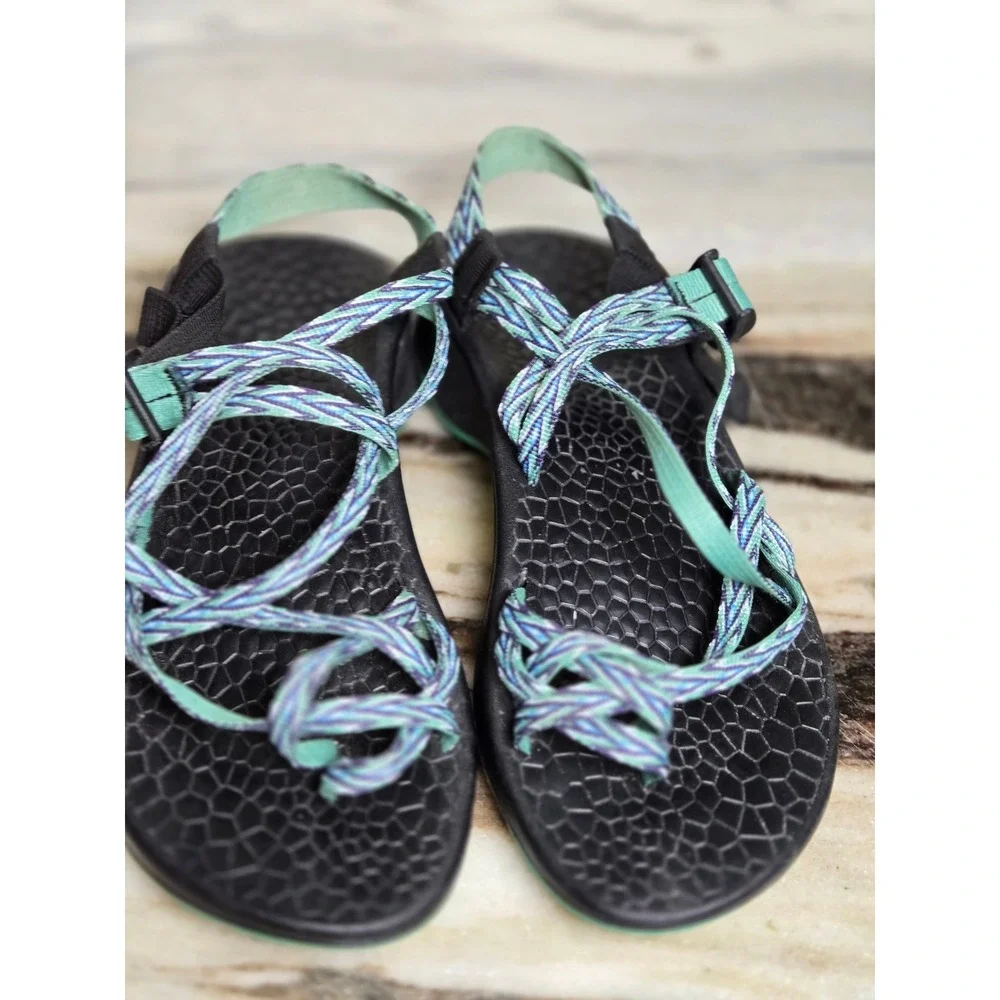 Chaco Z Cloud 2 Womens 9 Sandals Green Blue Double Strap Toe Loop Hiking Shoes‎